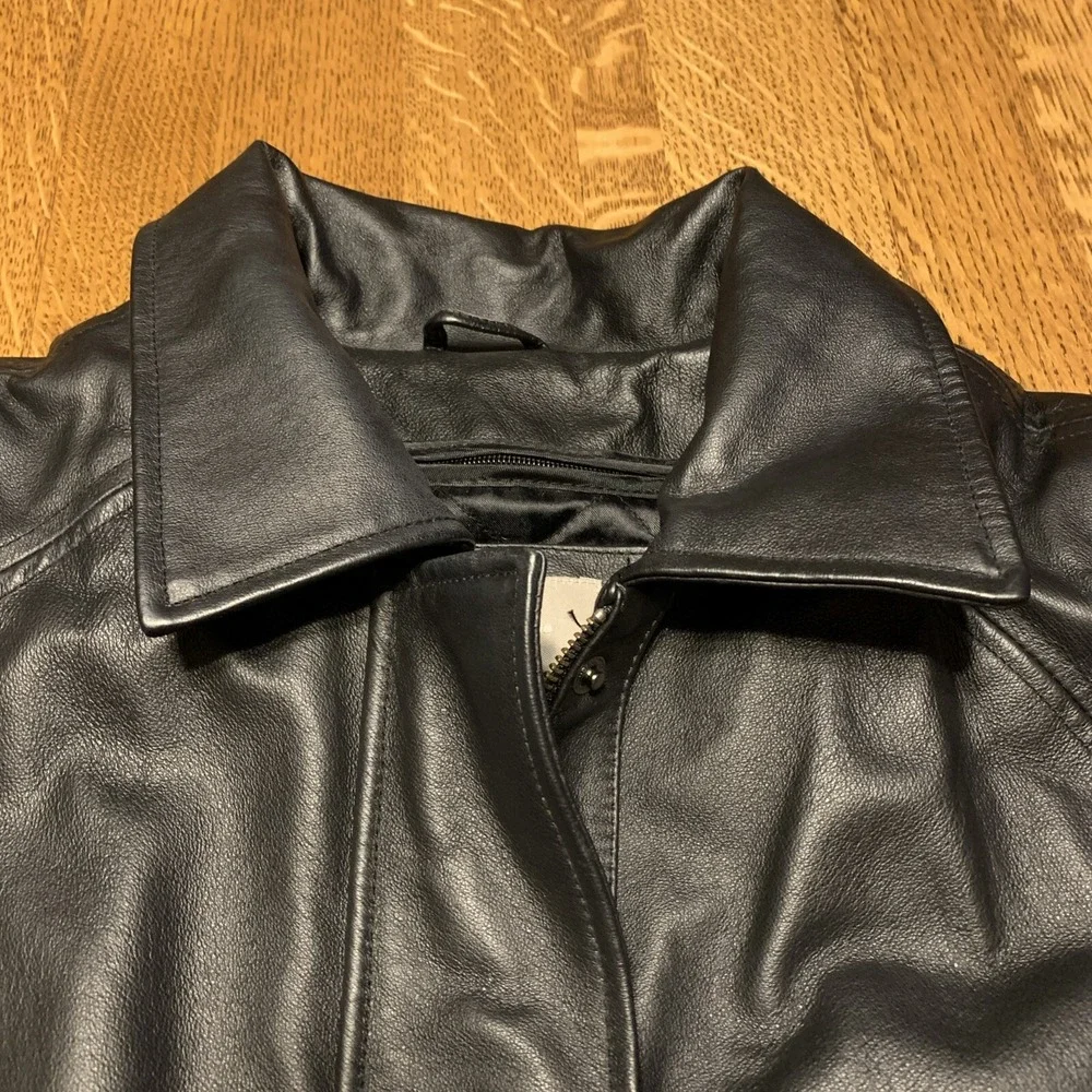 Leather Croft & Barrow Womens Black Hooded‎ Fur Trim  Coat Removeable Lining S